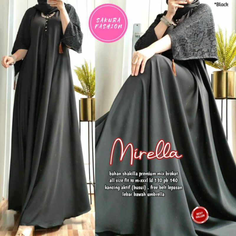 MIRELLA GAMIS/LONG DRESS/SYAKILA PREMIUM COMB BROKAT/LD -+120-140CM/M-XXL