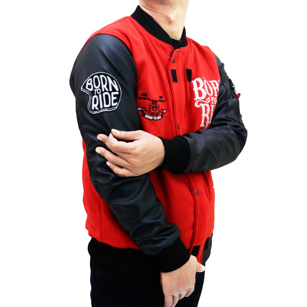 Jaket Bomber Baseball Karlit Mix Fleece Premium Varsity