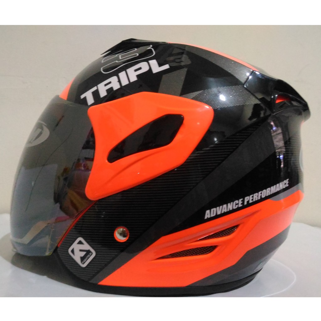 HELM  GM FIGHTER  SE  TRIPLE   ORANGE FLUO SILVER