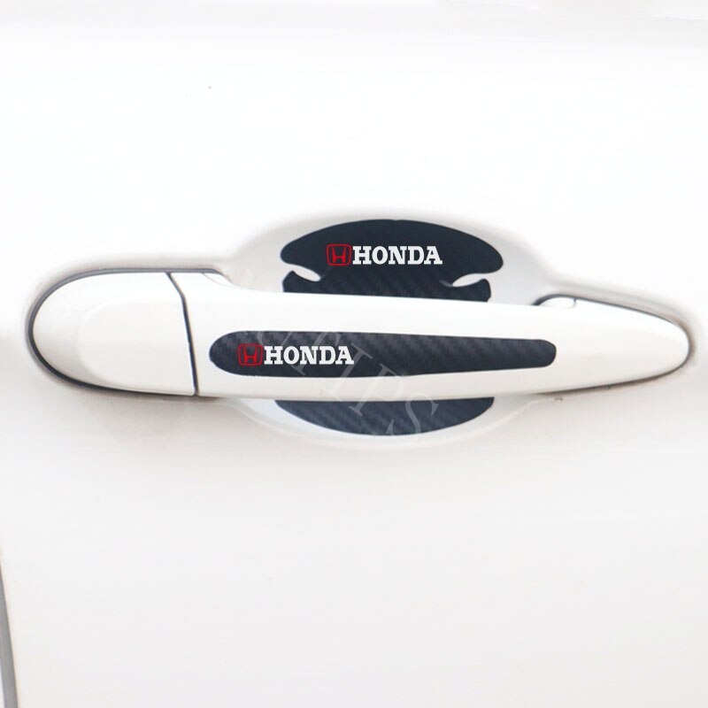 4 / 8pcs Stiker Pelindung Handle Pintu Mobil Bahan Carbon Fiber Untuk Honda Freed Brio City Civic CRV HRV BRV