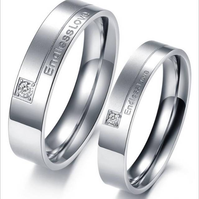 Cincin Couple Endless Love Titanium free Ukir Nama free Box Beludru