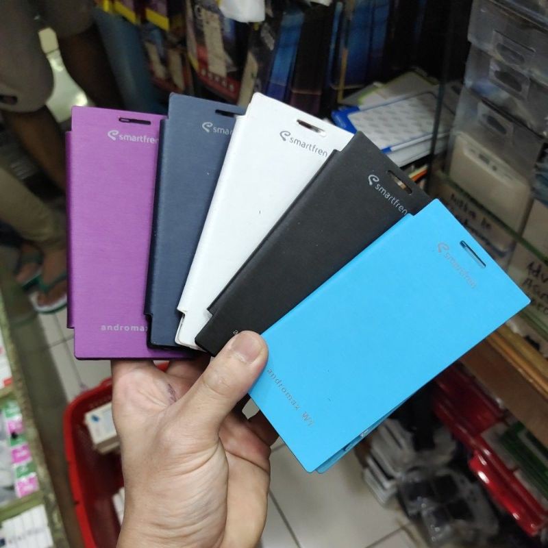 SMARTFREN ANDROMAX U3 , i2 , V3S , ASCEND W1 , G2 QWERTY , C2 , C3S , Q , Qi flipcover buku mantul