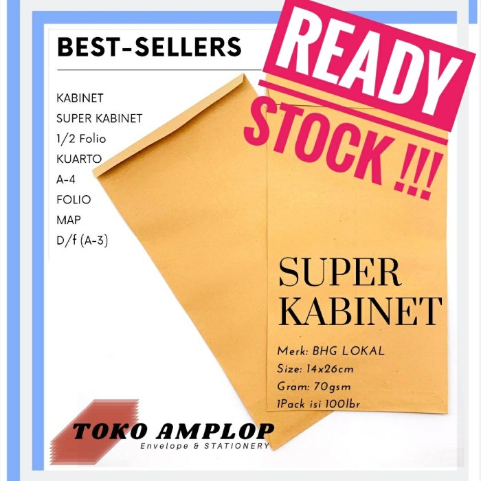 

Menyurat-Surat- Amplop Coklat Super Kabinet Isi 100 Lbr 70Gsm -Surat-Menyurat.