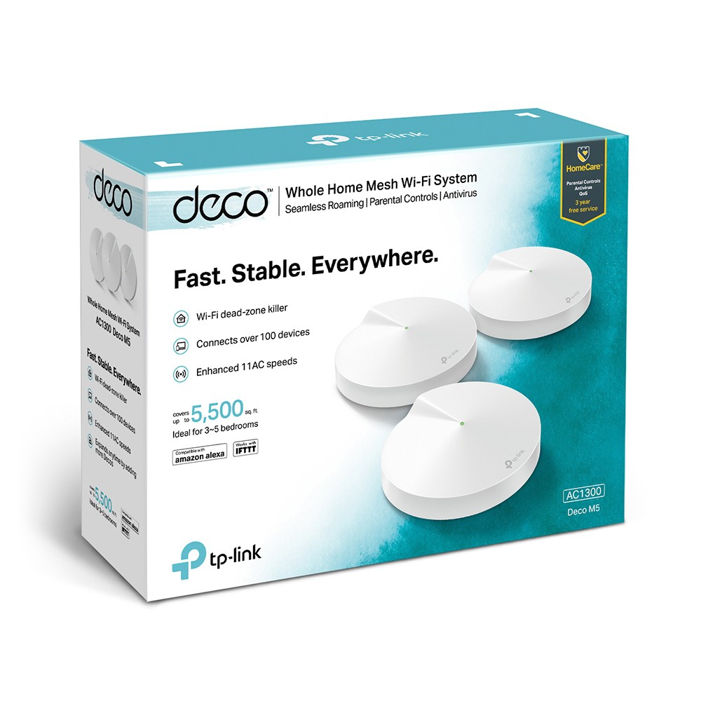 TP-Link Deco M5 3-Pack AC1300 Dual-Band Whole Home Mesh Wi-Fi System