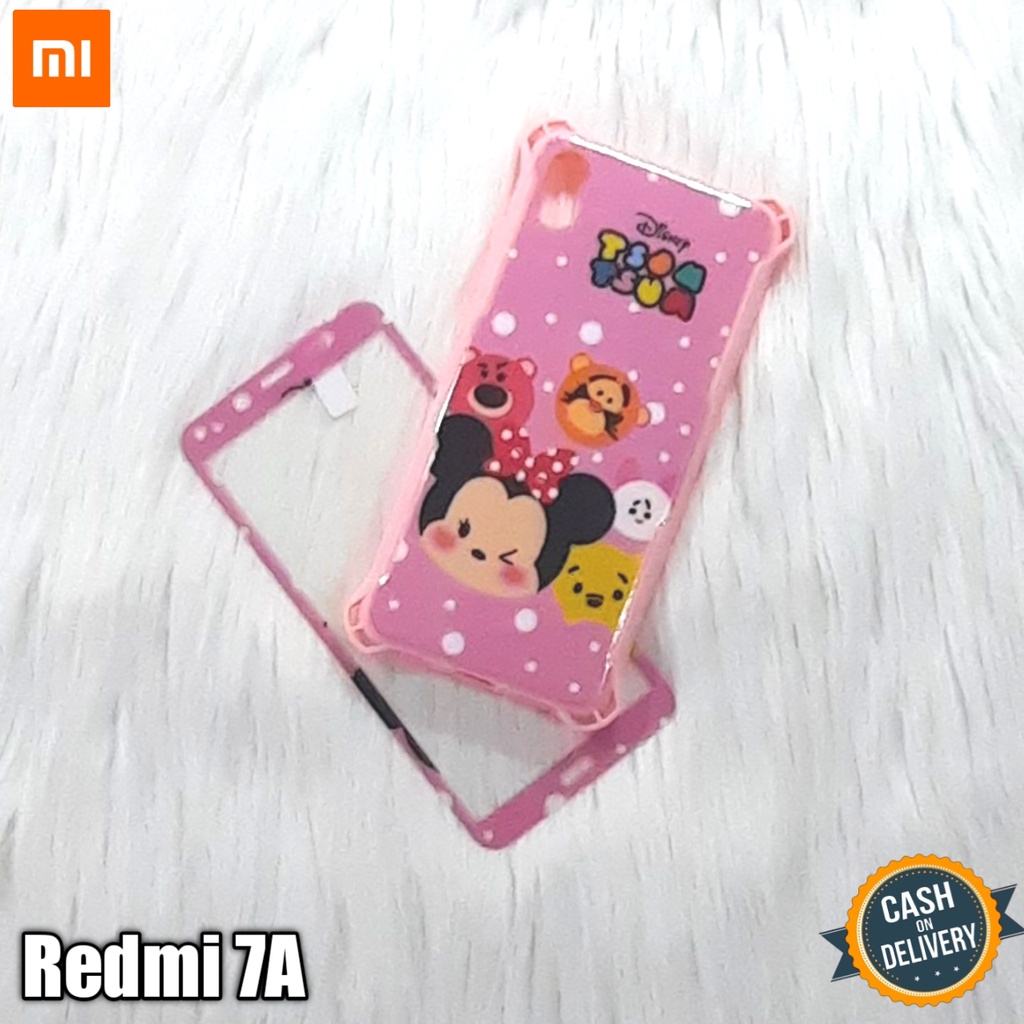 Case Hp Xiaomi Redmi 7A Softcase 360 Motif Lucu + Tempered Glass