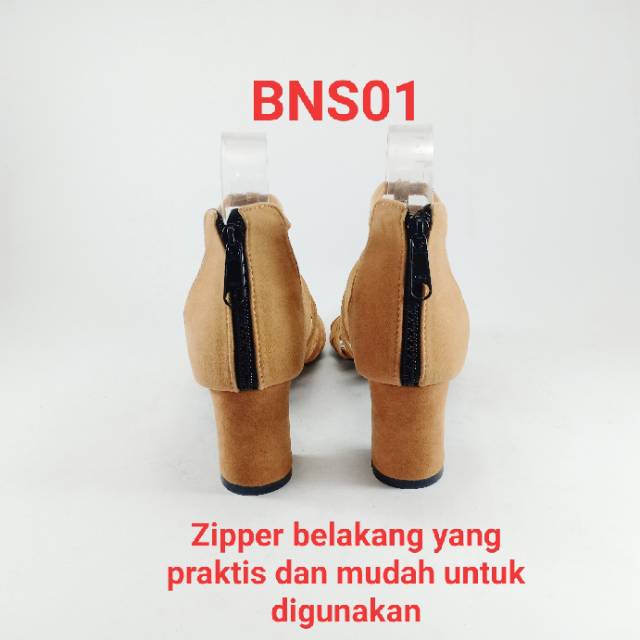 Emye BNS01 Sepatu Pesta Wanita Gladiator Hak Chunky 7cm Elegan Terbaru