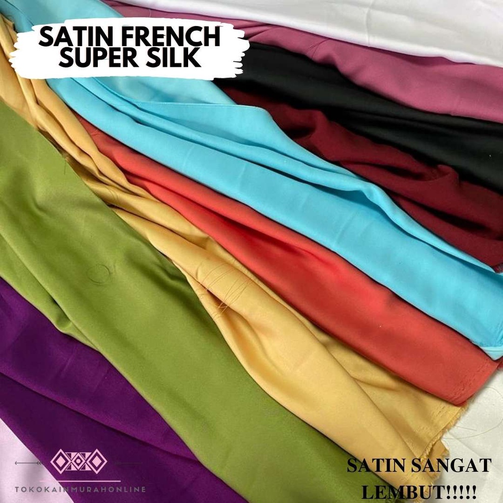 Kain Satin French Silk Original 100% Ultra Silk Lembut Premium (UNTUK KEBAYA/DRESS) Warna Lengkap