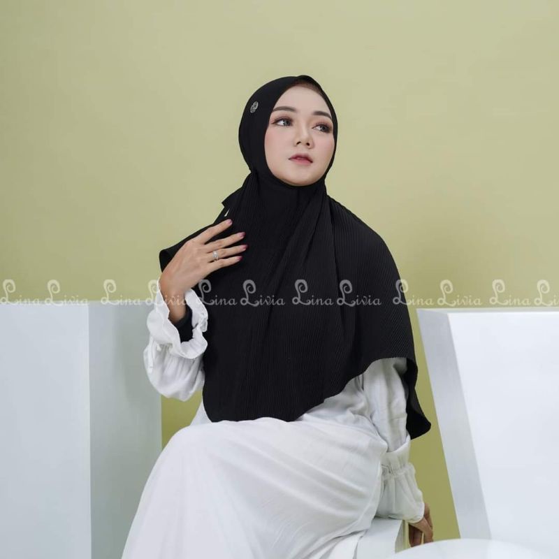 Lina Livia Hijub Bergo Plisket Adelia Matt Diamond Crepe