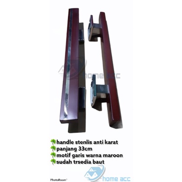 handle pintu stenlis//hendel pintu kupu tarung 33cm//warna maroon lis