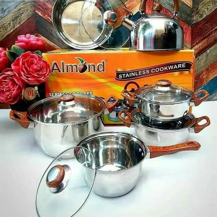promo Panci Set Almond Cookware 12 pcs Stainless Steel