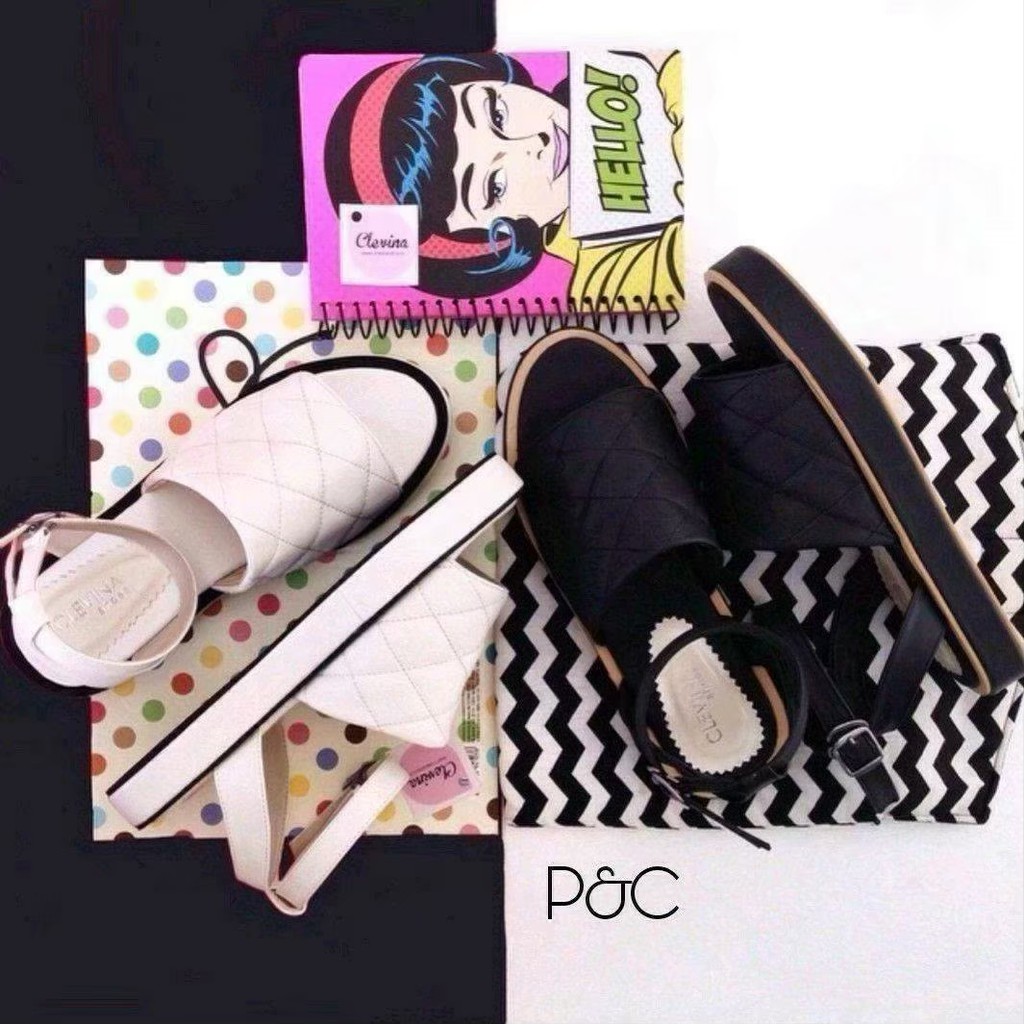 SEPATU/SANDAL WANITA TERBARU 2020 - AESTHETIC ( WEDGES ) ( CLEVINA ) - BY TASOGARE