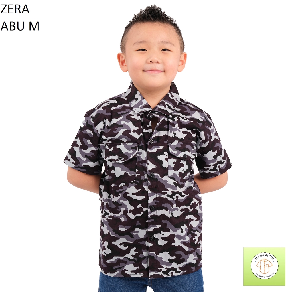 Hanamichi ZERA Baju Kemeja Anak Lengan Pendek Motif Camo