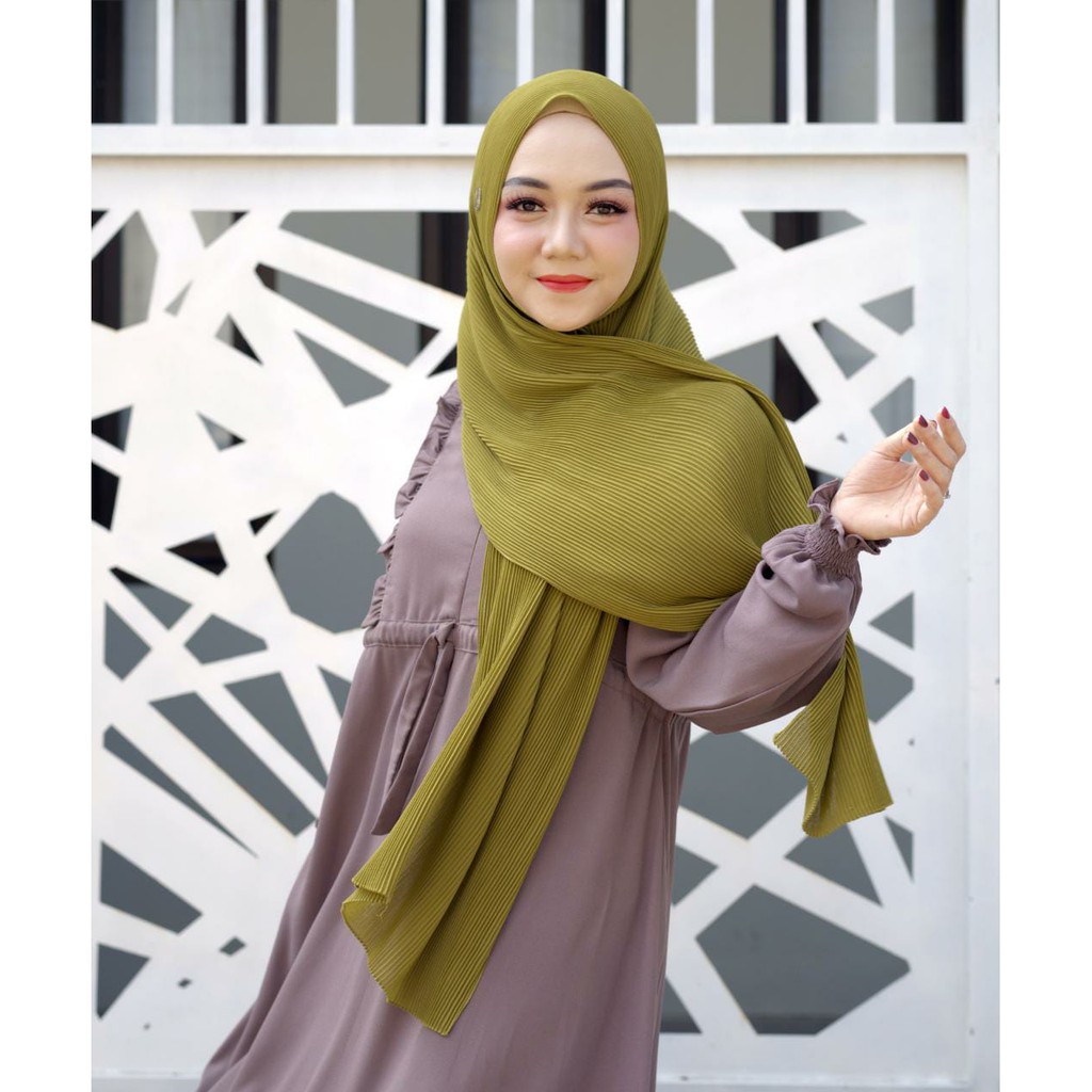 Zaura Pashmina Plisket by LinaLivia Hijab - Bahan Cerutty Babydoll Premium - Harga Reseller