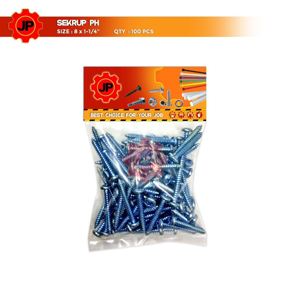 SEKRUP PH 8 x 1-1/4 - SKRUP PH 8x1-1/4 BAUT TAPPING ISI 100 PCS