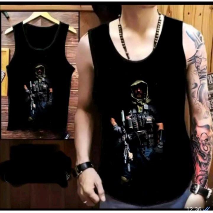 ALIPIO FASHION - SINGLET PRIA PE MOTIF / kaos pria / kaos dalam keren / terbaru / kekinian