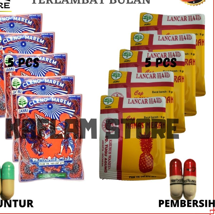 ❤⌊Shoppe 12.12⌉⭐ JAMU TERLAMBAT BULAN [WAYANG DAN NANAS MERAH  [10 SACHET & 2 KAPSUL P3LUNTUR + 2 KA