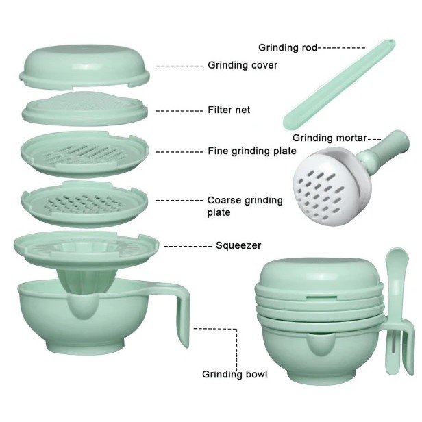 VnM021 | Alat Pembuat Makanan Mpasi Bayi / Baby Food Maker 9in1 Grinding Bowl / Perlengkapan Makan Mpasi Bayi