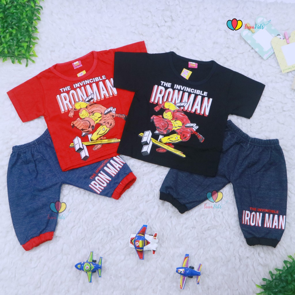 Setelan Devano uk Bayi-3 Tahun / Export Class Set Baby Boy Anak Laki Celana Lengan Bahan Kaos