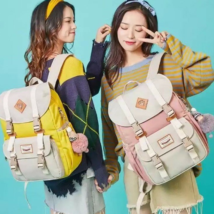 MOEZHA TAS _ Tas Ransel (DIAMOND) Laptop Tas sekolah Wanita Korea Waterproof Shockproof PL952