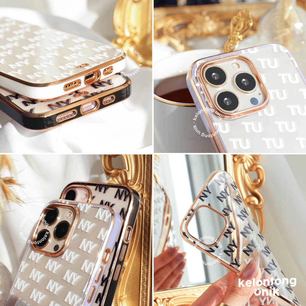 LANGSUNG KIRIM TANPA PO | (Seri 2) For iPhone - MOON GOLD Plating Case - Premium Case Custom Nama