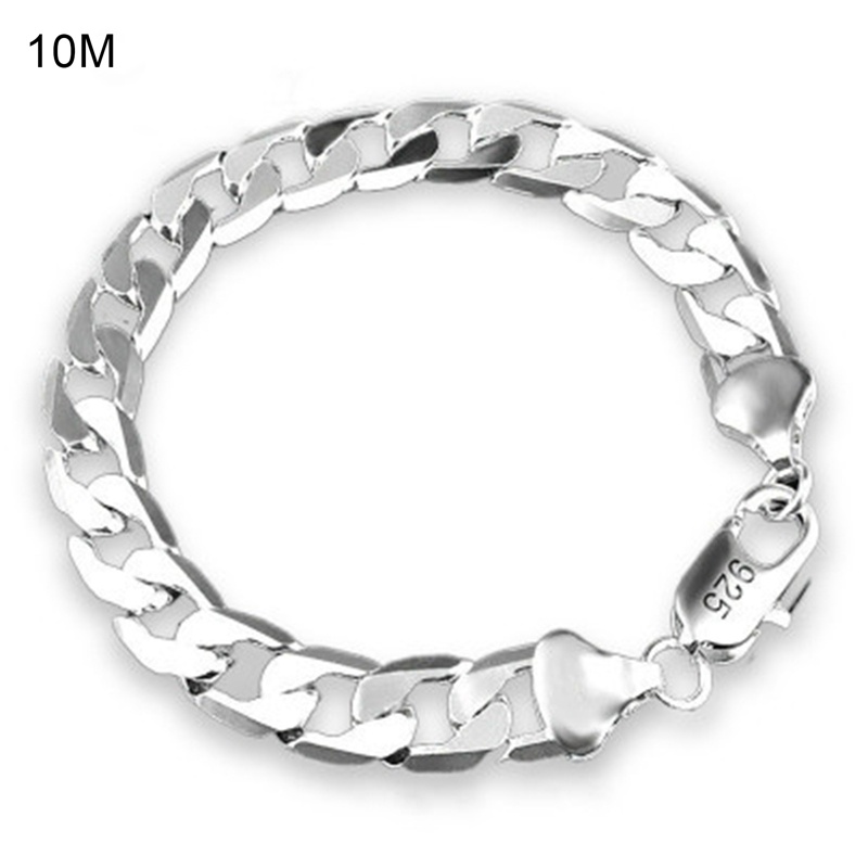 Gelang Rantai Bahan Stainless Steel Warna Silver Ukuran 10mm Gaya Hip Hop Untuk Pria Dan Wanita