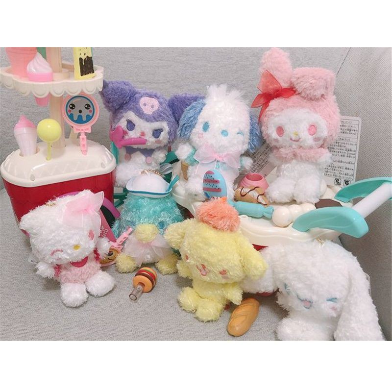 11cm Boneka Kuromi My Melody Plush Keychain Soft Mini Stuffed Doll Handbag Backpack Pendant