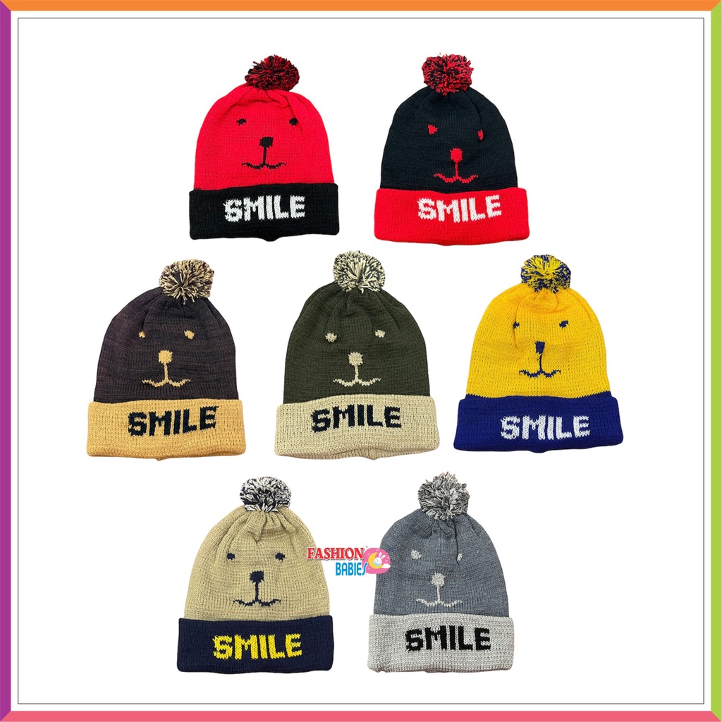 ❤ Fashionbabies ❤ TOPI RAJUT SMILE / KUPLUK BAYI / TOPI RAJUT ANAK HANGAT