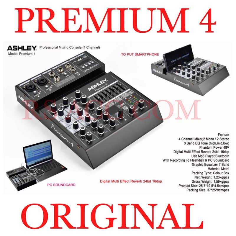 MIXER AUDIO ASHLEY PREMIUM 4 / PREMIUM 4 4 CHANNEL USB BLUETOOTH