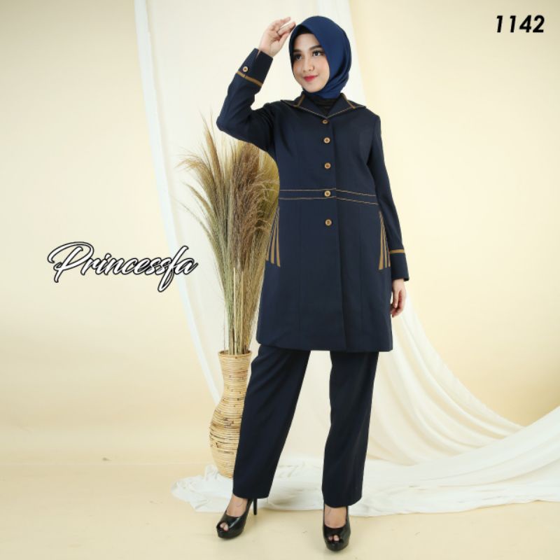 seragam princessfa / seragam biru dongker guru/ setelan tunik celana/ setelan rok span/ navy/ seragam kerja