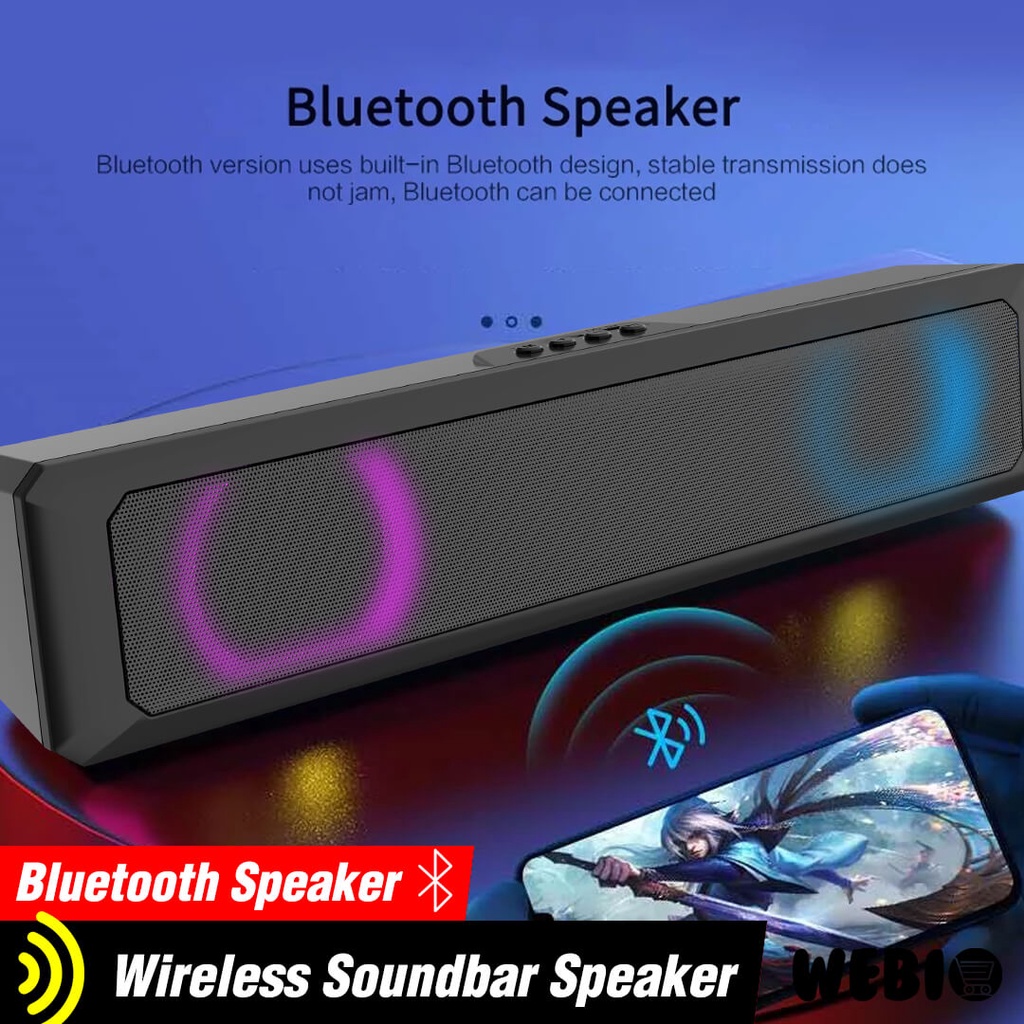 Speaker Bluetooth B20 Spiker Aktif Mini Soundbar Full Bass Portable Speker Blutut RGB LED Portabel