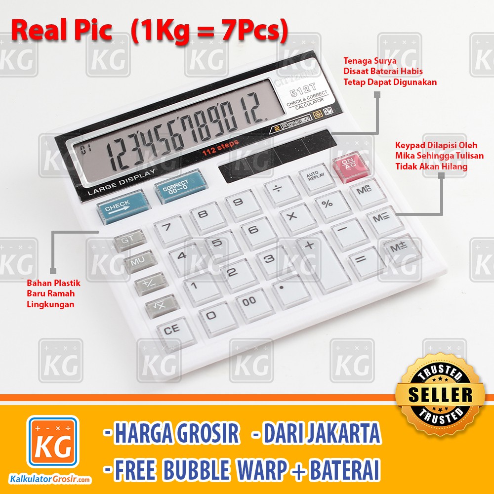 [BAYAR DI TEMPAT] Kalkulator Cityzenn 512 12 Digits / Calculator 512 Cek Ulang 12 Angka Putih