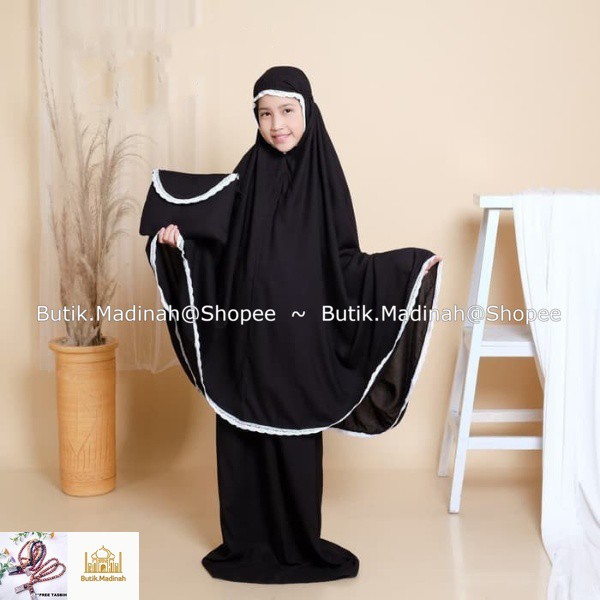 BUTIK.MADINAH MUKENA ANAK TANGGUNG SHEILA BALI POLOS RENDA