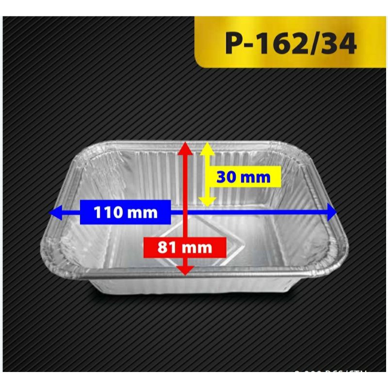 Wadah Aluminium foil P-162/34 / loyang aluminium foil 8x10cm / loyang macaroni / wadah lasagna mini