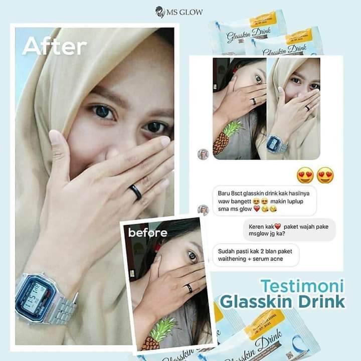 Glasskin Drink MS Glow ORIGINAL Mencerahkan Melembabkan Kulit dari Dalam - Suplemen Kecantikan