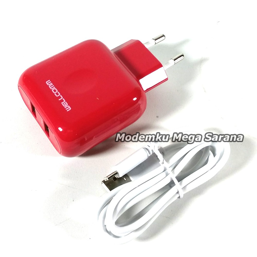 Wellcomm Travel Charger 2 USB 4.8A untuk Smartphone &amp; Tablet