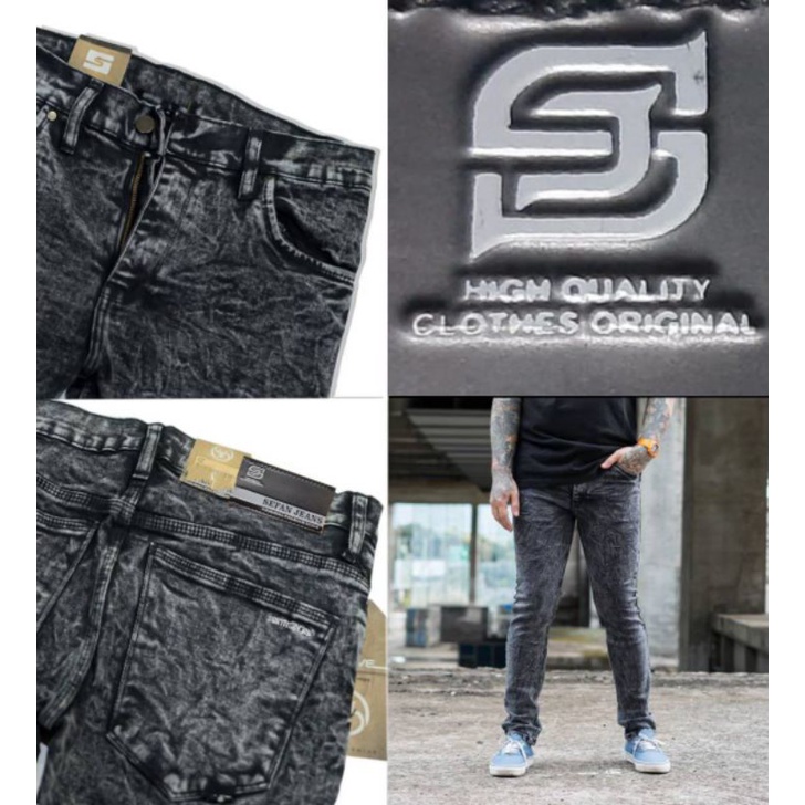 PROMO CELANA JEANS BIG SIZE CELANA JUMBO 35 s/d 38 - Celana Jeans Hitam Skinny Black Sandwash berbahan jeans denim melar