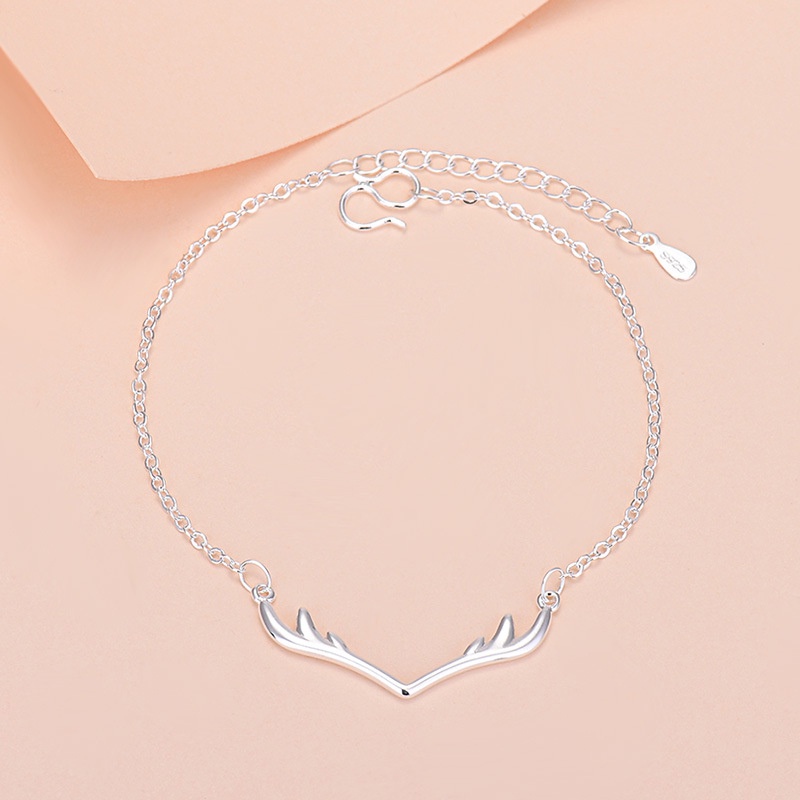 KOREA Gelang Net Merah Perak Perhiasan Tangan Bulat Manik-manik Cinta Semanggi Perhiasan Kreatif-C