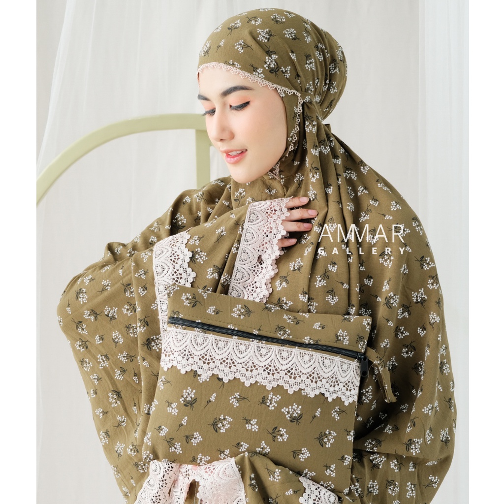 Mukena Dewasa Ayasha Airflow Printing Timbul Renda Mewah