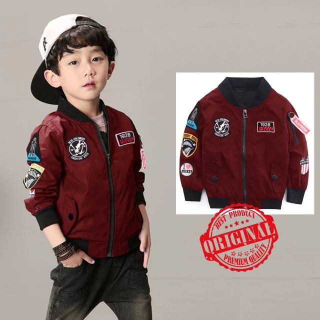 TOTOTAshop.Jaket bomber kids MICKIY,Bahan parasut mayer premium,logo bordir fit 5-7thn