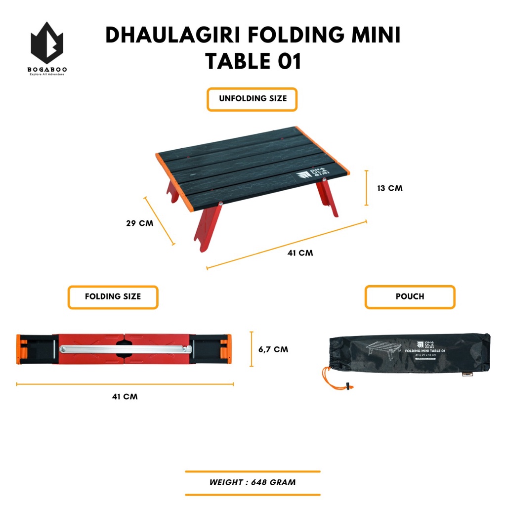 Dhaulagiri Folding Mini Table 01 - Meja Lipat Mini - Meja  Piknik Outdoor Gunung - Meja Ultralight