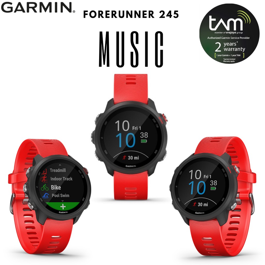 Garmin Forerunner 245 Music Lava Red - Tam 2 Tahun