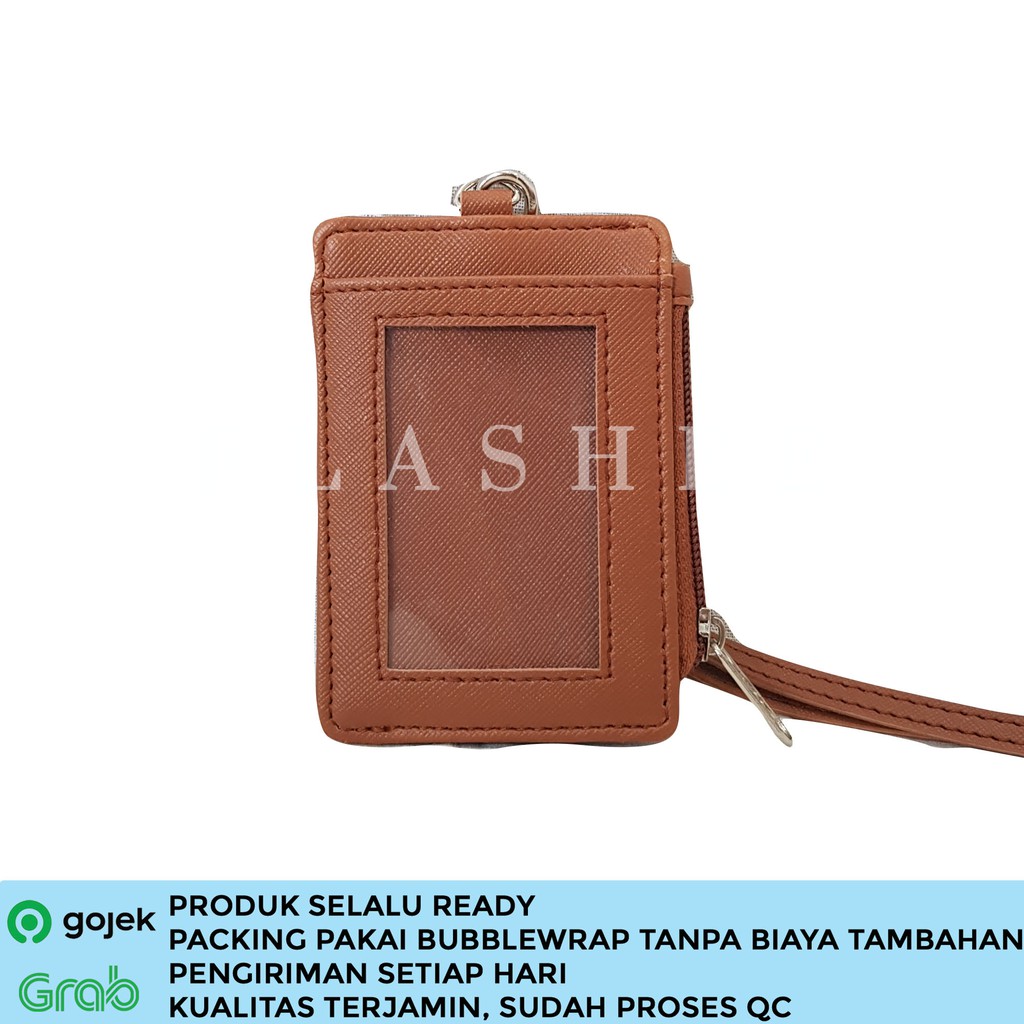 

Flashee Lanyard Kulit Name Tag ID Card Holder Kulit Berkulitas PU Leather Lanyard NameTag ID Card