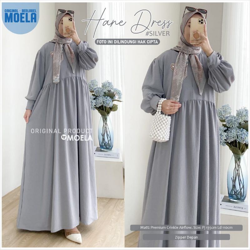 Aura Hane Dress Gamis Jumbo Polos Allsize Busui Premium Crinkle Airflow Original Ori Moela Berlabel-7