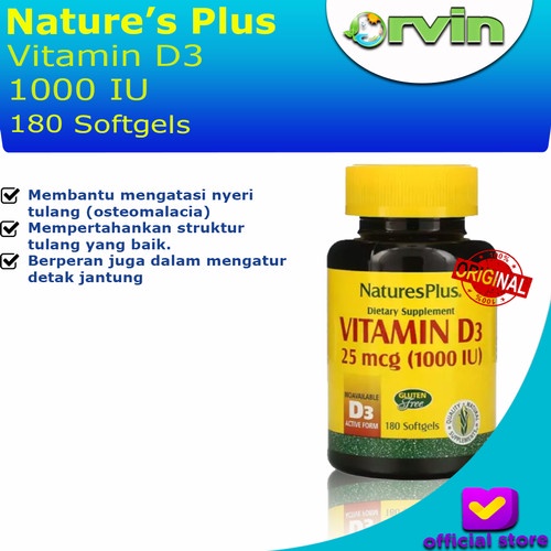 Terbaru Natures Plus Vitamin D3 1000 IU 180 softgels | Natures Plus Vitamin