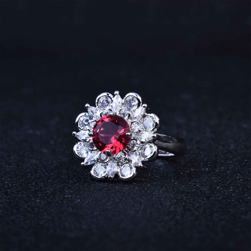 Fancyqube Cincin 925 Silver Hias Batu Permata Ruby Zircon Gaya Vintage Untuk Wanita