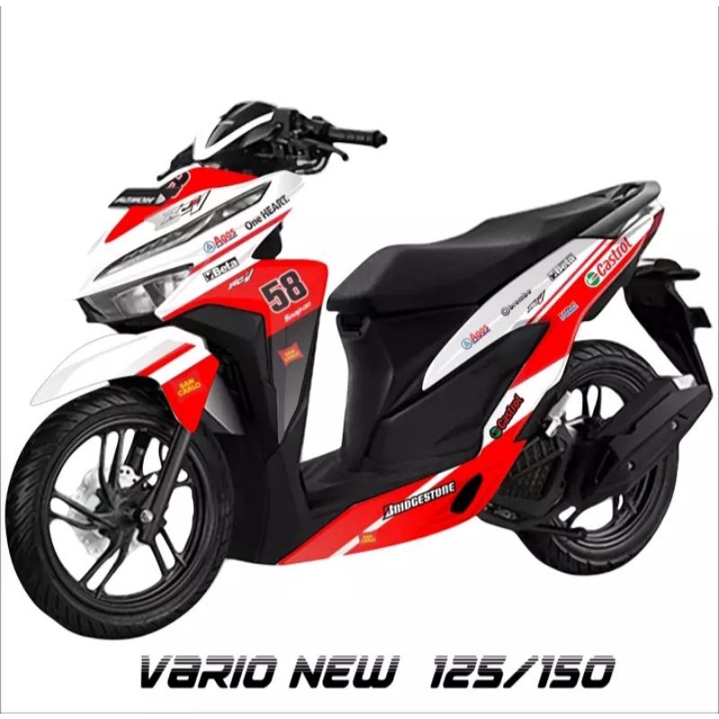 DECAL STICKER FULL BODY STIKER CUTTING MOTOR HONDA VARIO NEW 125/150 motif banyak warna terbaru