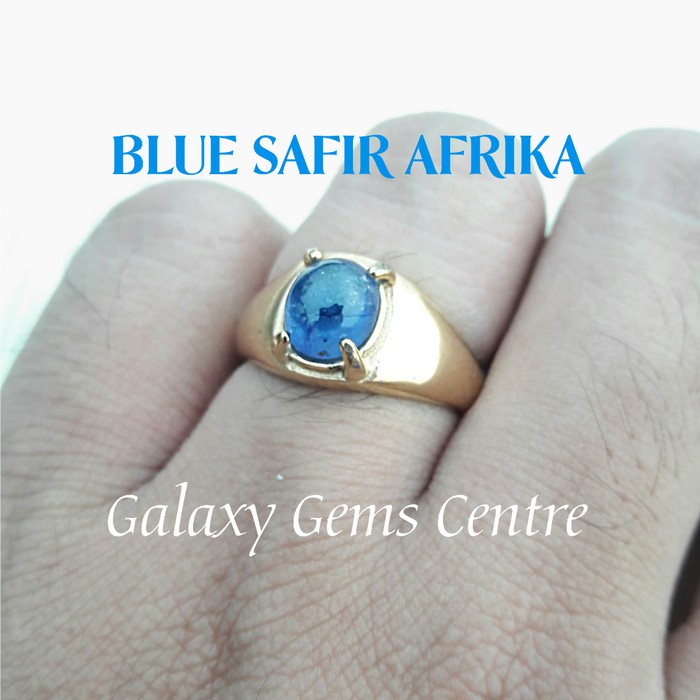 Cincin batu mulia permata blue safir afrika