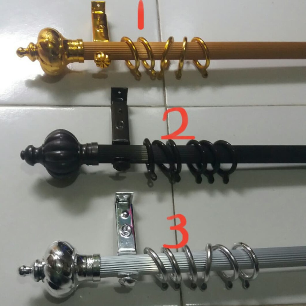Promo!!! Rel Goden /rail Korden /gantungan Gordyn /batang Gorden Motif Garis Dan Motif Kristal