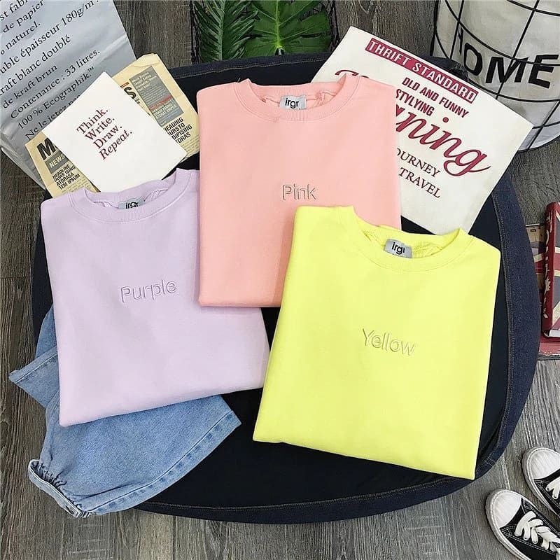BAJU SWEATER WANITA COLAR BASIC POLOS