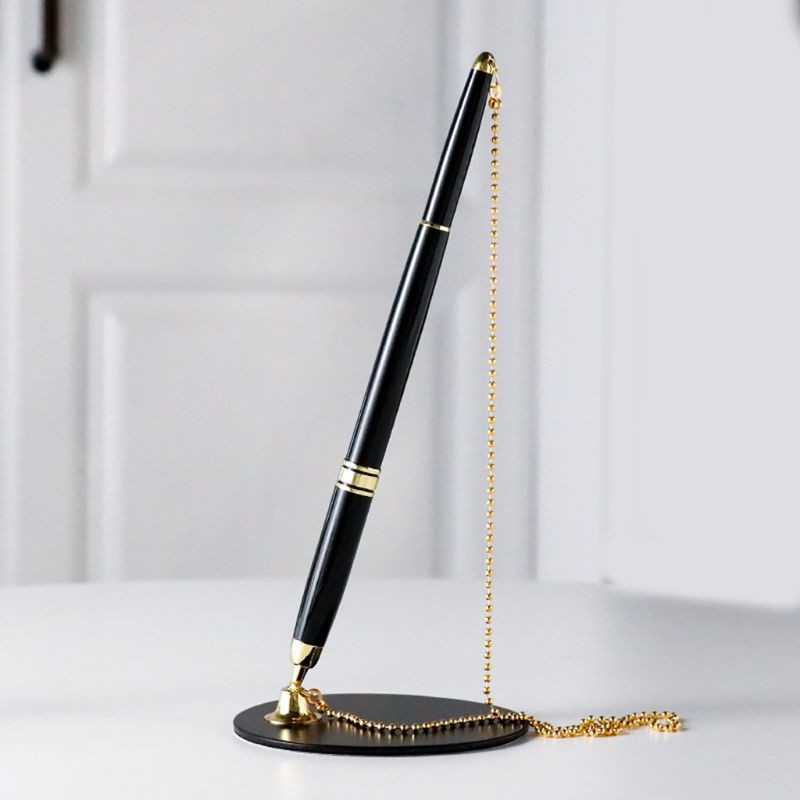 

Ongkir Gratis ya Classic Metal Ballpoint Pen Secure Chain Attached Base Stand Desk Office Counter